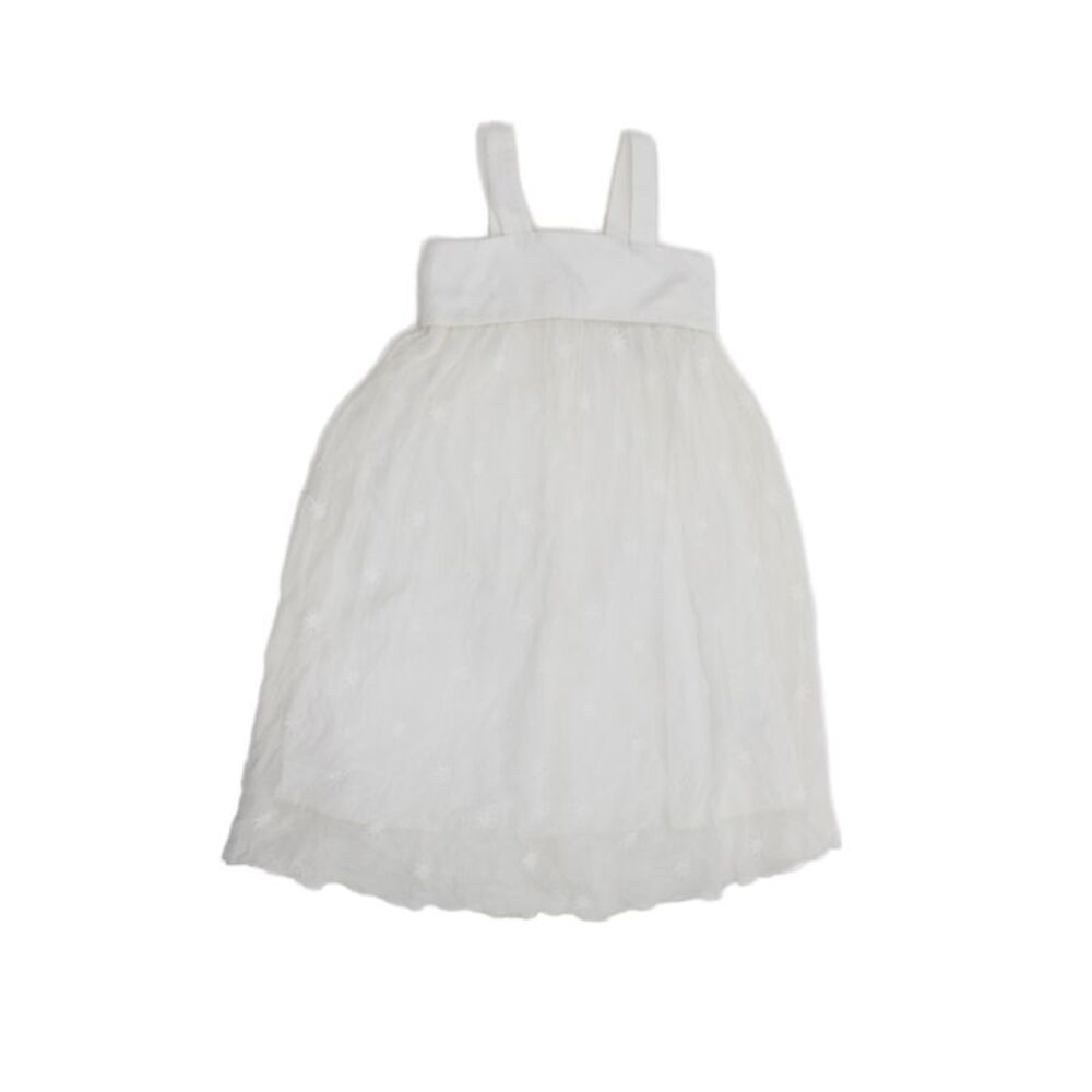 Chloe Girls White Tank Dress Cotton Sleeveless Round Neck Star Size 6